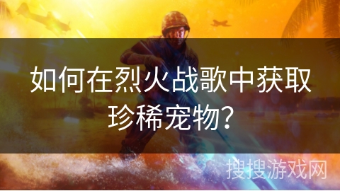 如何在烈火战歌中获取珍稀宠物？
