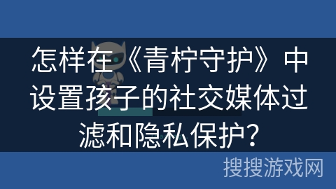 怎样在《青柠守护》中设置孩子的社交媒体过滤和隐私保护? 怎样在《青柠守护》中设置孩子的社交媒体过滤和隐私保护?