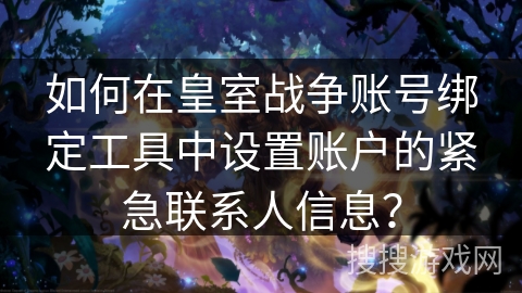 如何在皇室战争账号绑定工具中设置账户的紧急联系人信息？