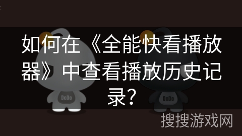 如何在《全能快看播放器》中查看播放历史记录？