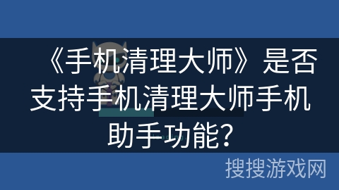 《手机清理大师》是否支持手机清理大师手机助手功能？