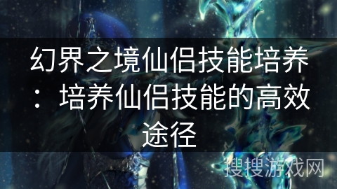 幻界之境仙侣技能培养：培养仙侣技能的高效途径