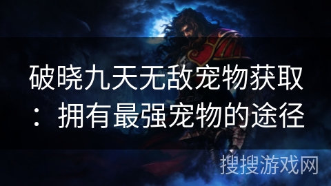 破晓九天无敌宠物获取：拥有最强宠物的途径