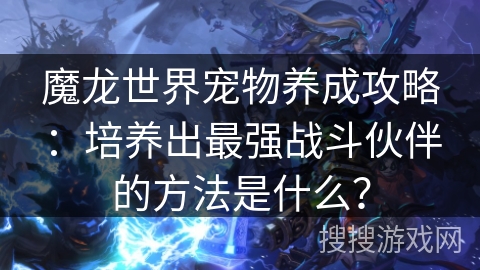 魔龙世界宠物养成攻略：培养出最强战斗伙伴的方法是什么？