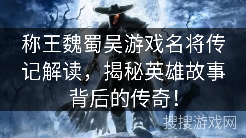 称王魏蜀吴游戏名将传记解读，揭秘英雄故事背后的传奇！