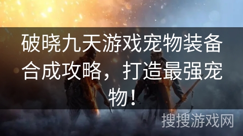 破晓九天游戏宠物装备合成攻略，打造最强宠物！