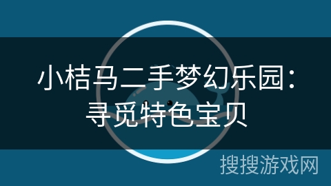 小桔马二手梦幻乐园:寻觅特色宝贝 小桔马二手梦幻乐园:寻觅特色宝贝