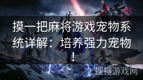 摸一把麻将游戏宠物系统详解:培养强力宠物! 摸一把麻将游戏宠物系统详解:培养强力宠物!