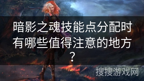 暗影之魂技能点分配时有哪些值得注意的地方? 暗影之魂技能点分配时有哪些值得注意的地方?