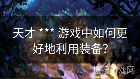 天才 *** 游戏中如何更好地利用装备？