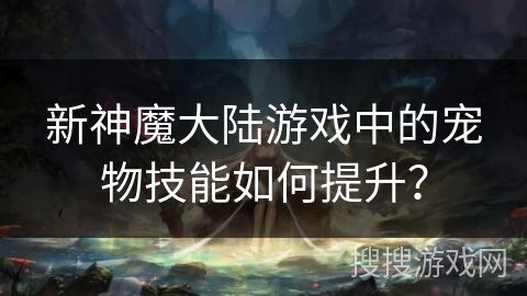 新神魔大陆游戏中的宠物技能如何提升? 新神魔大陆游戏中的宠物技能如何提升?