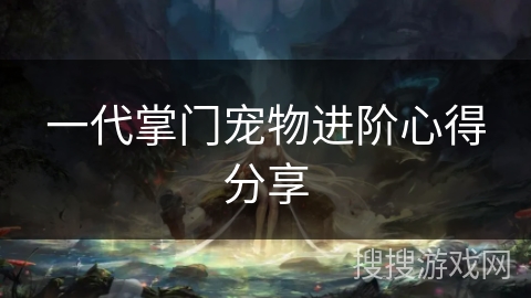 一代掌门宠物进阶心得分享