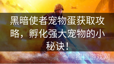 黑暗使者宠物蛋获取攻略,孵化强大宠物的小秘诀!