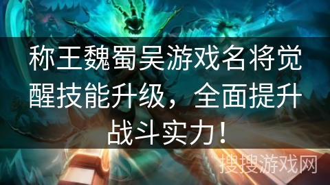 称王魏蜀吴游戏名将觉醒技能升级，全面提升战斗实力！