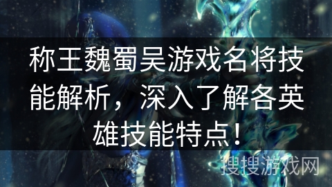 称王魏蜀吴游戏名将技能解析，深入了解各英雄技能特点！
