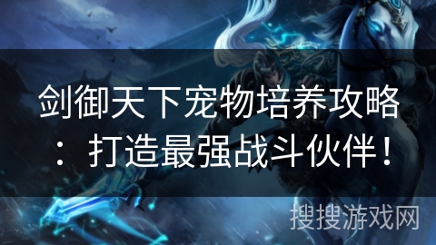 剑御天下宠物培养攻略：打造最强战斗伙伴！