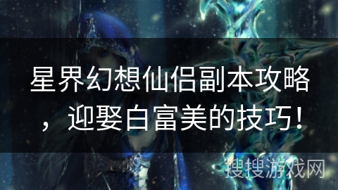 星界幻想仙侣副本攻略，迎娶白富美的技巧！