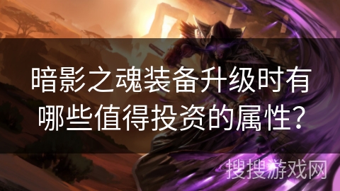 暗影之魂装备升级时有哪些值得投资的属性? 暗影之魂装备升级时有哪些值得投资的属性?