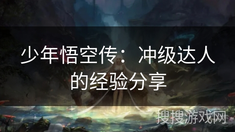少年悟空传:冲级达人的经验分享 少年悟空传:冲级达人的经验分享