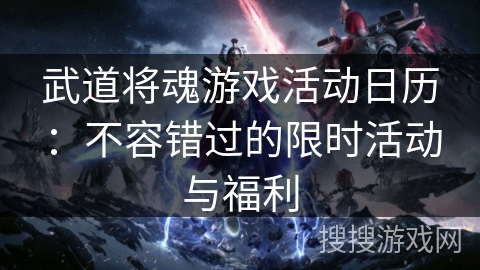 武道将魂游戏活动日历：不容错过的限时活动与福利