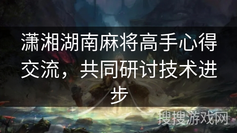 潇湘湖南麻将高手心得交流，共同研讨技术进步