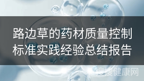 路边草的药材质量控制标准实践经验总结报告