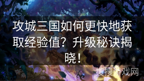 攻城三国如何更快地获取经验值？升级秘诀揭晓！