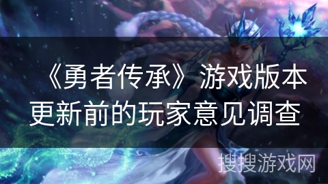 《勇者传承》游戏版本更新前的玩家意见调查 《勇者传承》游戏版本更新前的玩家意见调查