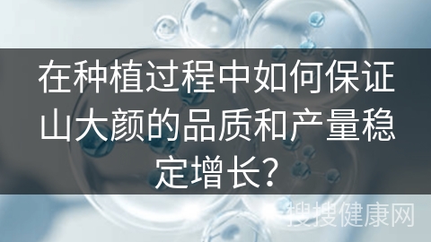 在种植过程中如何保证山大颜的品质和产量稳定增长？