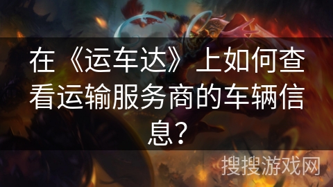 在《运车达》上如何查看运输服务商的车辆信息? 在《运车达》上如何查看运输服务商的车辆信息?