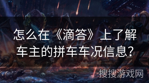 怎么在《滴答》上了解车主的拼车车况信息？