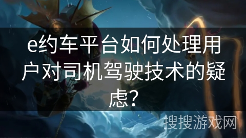 e约车平台如何处理用户对司机驾驶技术的疑虑？