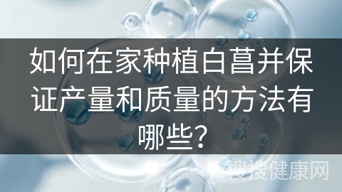 如何在家种植白菖并保证产量和质量的方法有哪些？