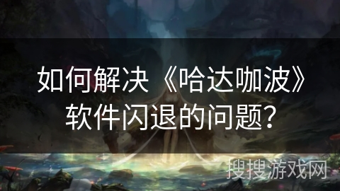 如何解决《哈达咖波》软件闪退的问题？