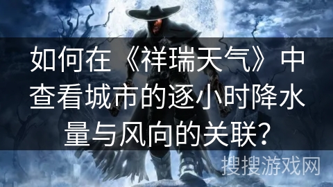 如何在《祥瑞天气》中查看城市的逐小时降水量与风向的关联？