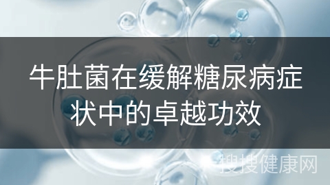 牛肚菌在缓解糖尿病症状中的卓越功效