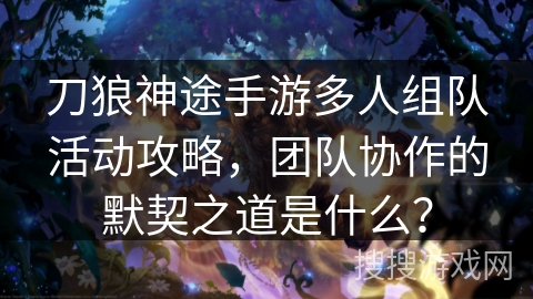 刀狼神途手游多人组队活动攻略，团队协作的默契之道是什么？