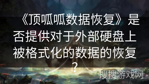 《顶呱呱数据恢复》是否提供对于外部硬盘上被格式化的数据的恢复？