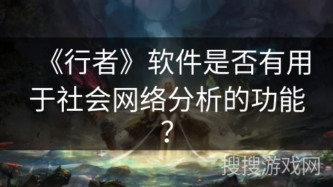 《行者》软件是否有用于社会网络分析的功能？