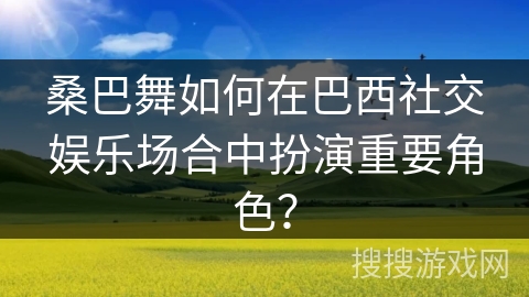桑巴舞如何在巴西社交娱乐场合中扮演重要角色？
