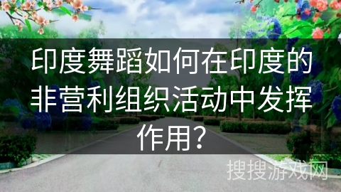 印度舞蹈如何在印度的非营利组织活动中发挥作用？
