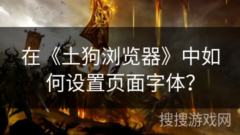 在《土狗浏览器》中如何设置页面字体? 在《土狗浏览器》中如何设置页面字体?
