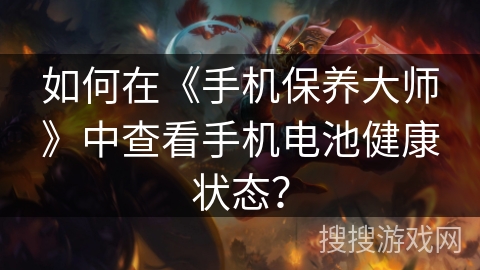 如何在《手机保养大师》中查看手机电池健康状态？