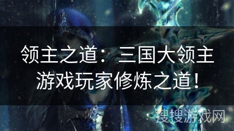 领主之道：三国大领主游戏玩家修炼之道！