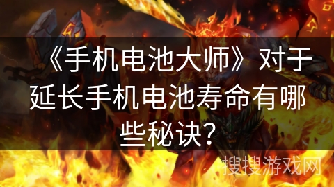 《手机电池大师》对于延长手机电池寿命有哪些秘诀？