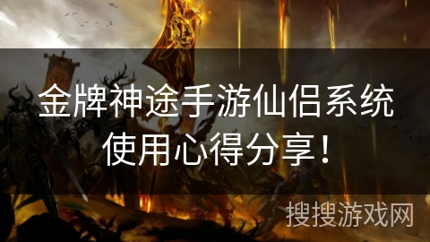 金牌神途手游仙侣系统使用心得分享！