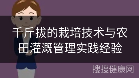 千斤拔的栽培技术与农田灌溉管理实践经验