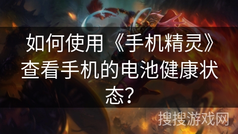 如何使用《手机精灵》查看手机的电池健康状态？