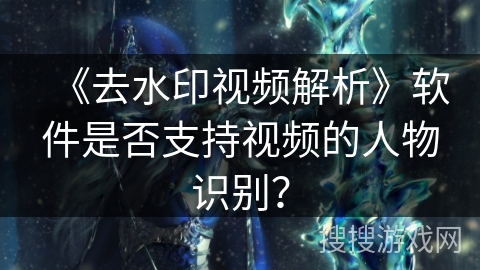 《去水印视频解析》软件是否支持视频的人物识别？