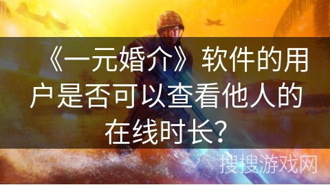 《一元婚介》软件的用户是否可以查看他人的在线时长？